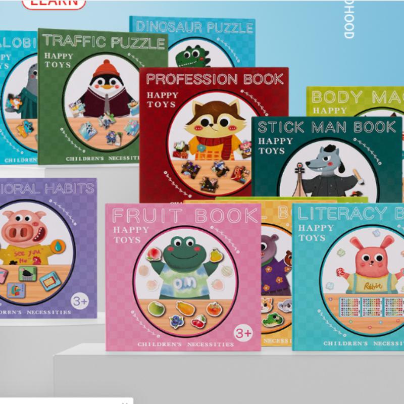 Cute Cartoon Magnetic Sticker Book For Kids - Reusable Puzzle Book Early Education Advanced Baby Toy Gift For Child Age 2-4 Gift