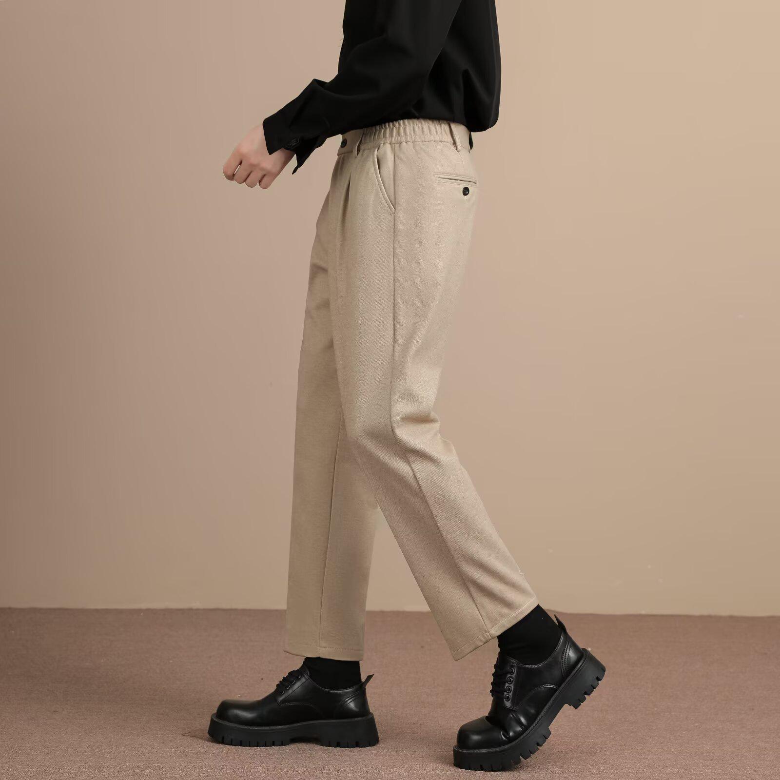 

Women s Black Wool Cigarette Pants - High Waist, Straight-Leg, Autumn/Winter, Elastic Waist, Pear Shape, Harem Style, Nine-Tenths Length 33 коричневый