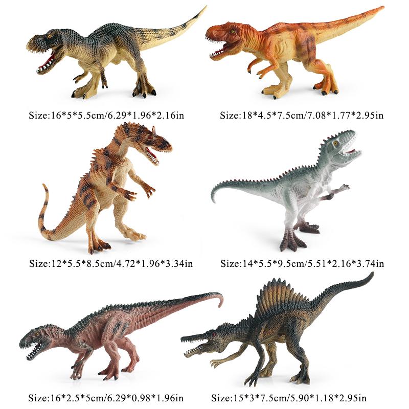 Oenux 6PCS Classic Jurassic Dinosaur Model T-Rex Velociraptor Spinosaurus Triceratops Brachiosaurus Action Figures Kid Toy Gift