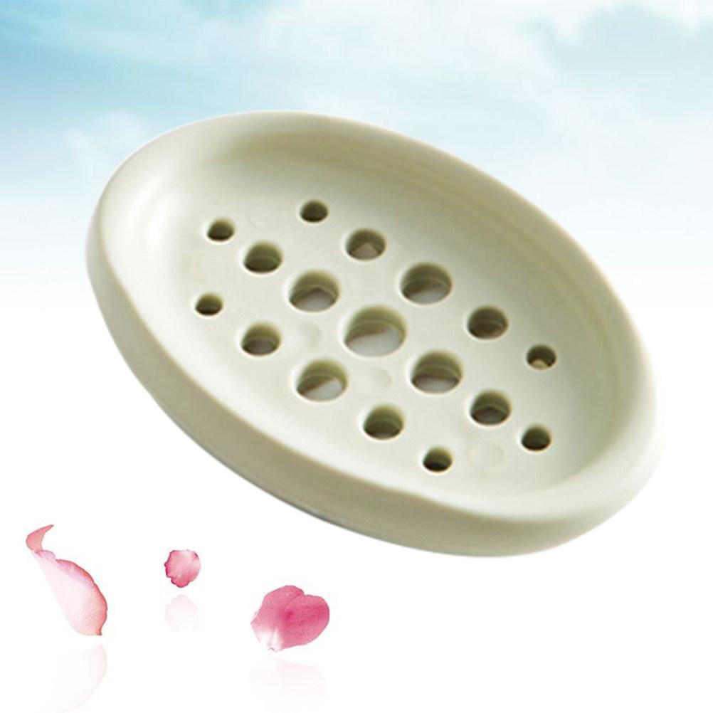 Silicone Soap Dish Box Creative Oval Shape Design Bathroom Kitchen Shower Soap Tray Holder Drainer Case