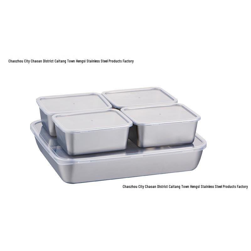 Plateau Rectangulaire en Acier Inoxydable avec Couvercle et Boîte Magnétique Fraîcheur