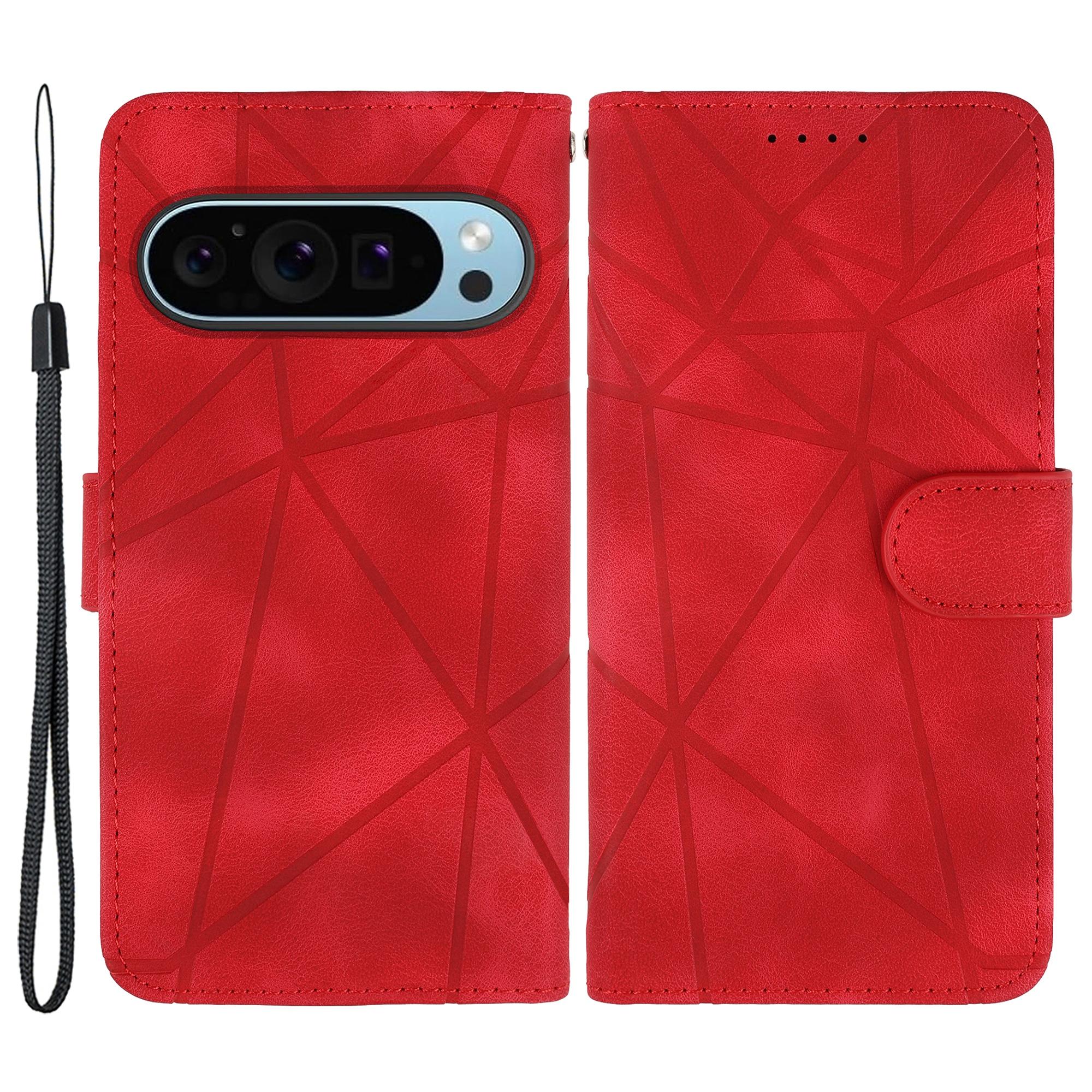 

For Google Pixel 8 Pro Phone Case Skin-Friendly Imprinted Lines Leather Phone Cover Red