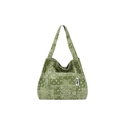 Light Paisley Twill Cotton Middle Bag (Green)