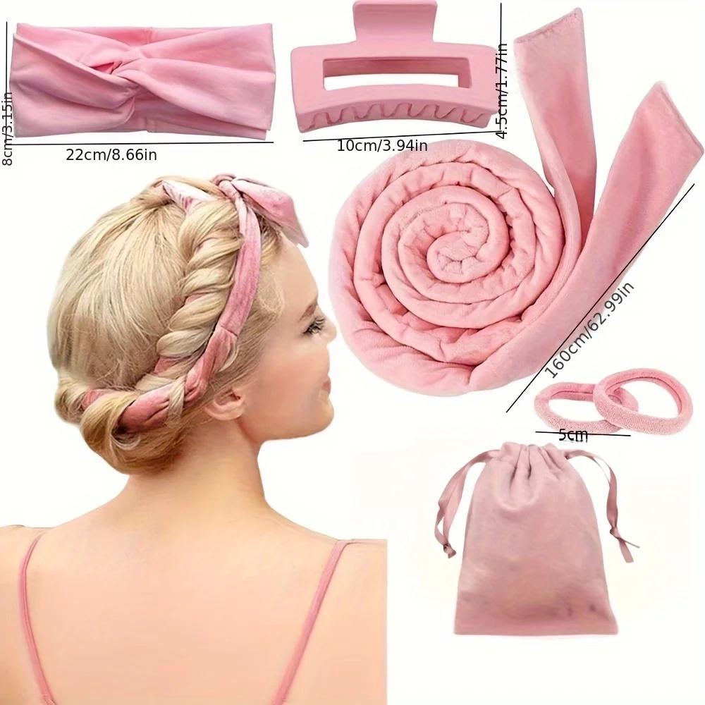 4/6/13PCS Styling Kit -Heatless Silk Curler with Sleeping Mask and Shower Cap for Women and Girls Beauty Kit for Travel and Home