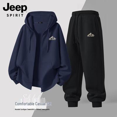 JEEP SPIRIT pánska súprava mikiny s kapucňou na zips a teplákov