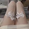 1 Pair Thigh High Fishnet Stockings Sexy Fishnet Tights with Bow Elastic Slimming Stay Up Sheer Hosiery