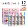 12 Color Quick Dry Nail Art Pens Fine Tip for Precise Drawing Not Require Lamp Water Based Safe for DIY Manicures