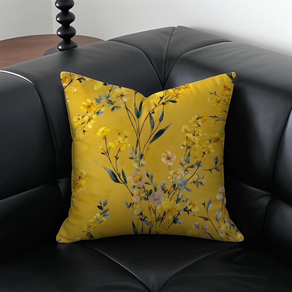 Niche Fresh Print Pillow Art Style Decor Cushion Cover Pillow Case Anti-Dustmite Invisible Zipper Silky Plush Cushion