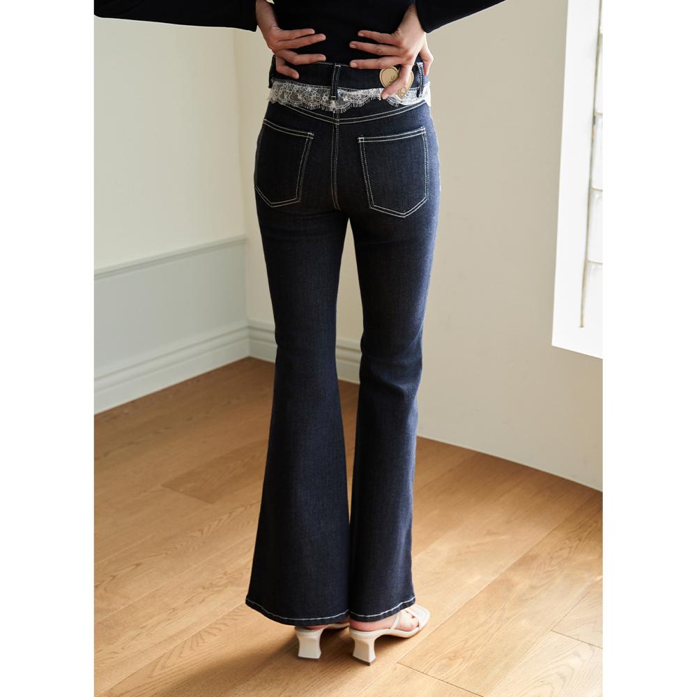 Egoiseuteu [Blue Label] Lace Stretch Denim Bootcut Pants Es2Odp02