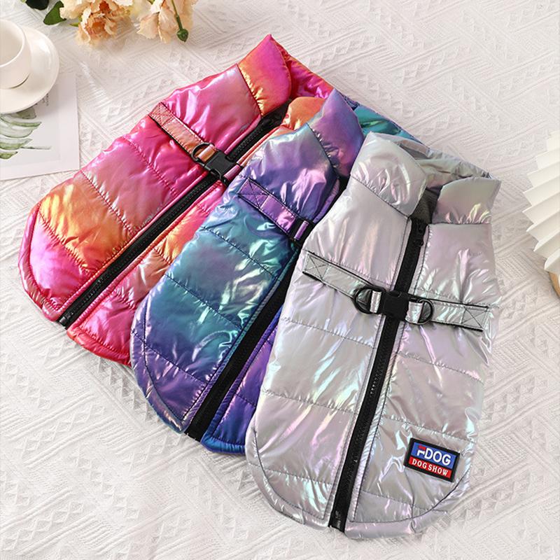 Hot Selling Pet Clothes Waterproof Reflective Gradient Vest Plus Velvet Warm Dog and Cat Christmas Clothing Pet Supplies