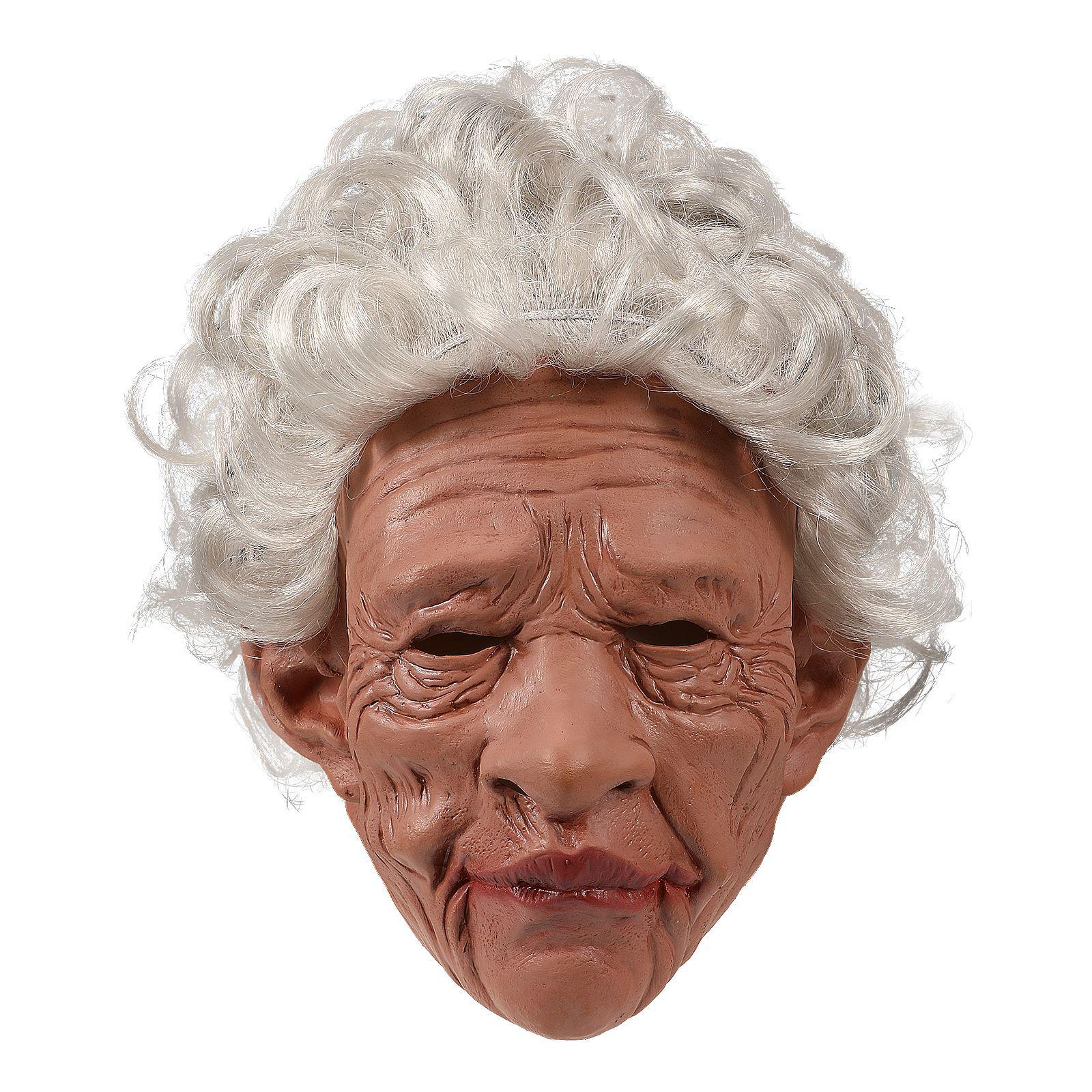 White-Haired Latex Mask and Wig for Halloween Cosplay