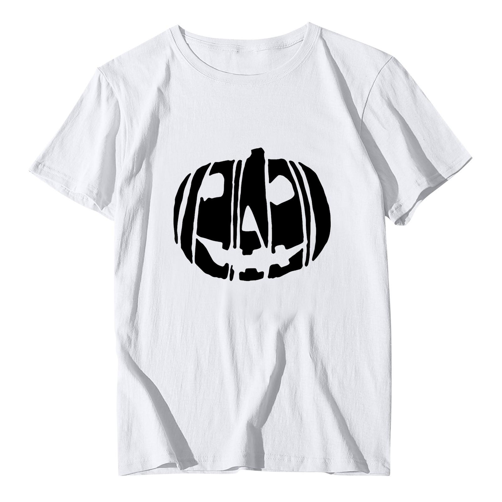 

Женская свободная повседневная футболка с круглым вырезом и коротким рукавом с принтом Хэллоуина XL белый