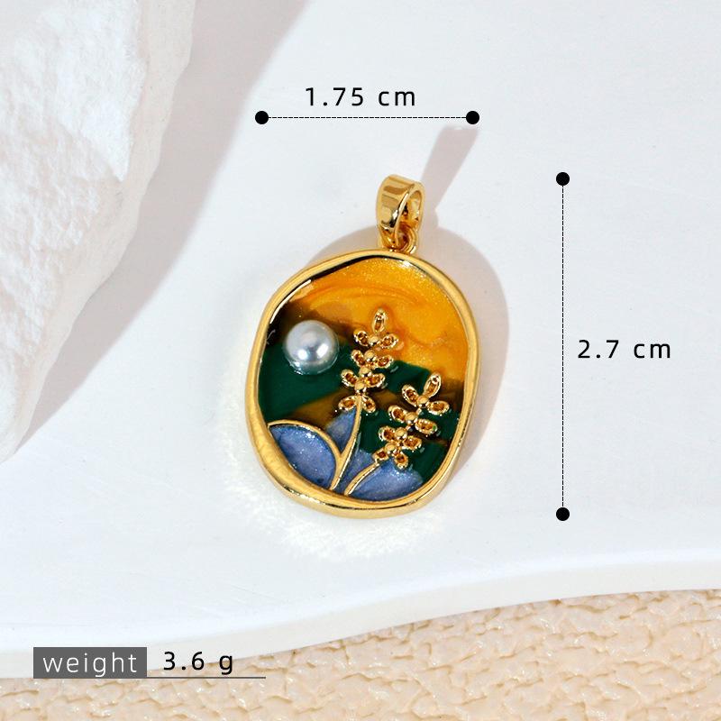 

Сад Моне Роза Искусственный Жемчуг Масло Кулон Ожерелье с Медной Отделкой Ретро Стиль