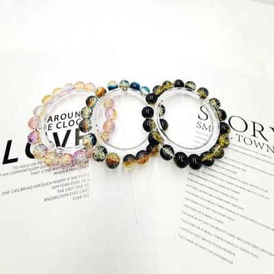 10mm Crackle Glass Beaded Bracelet for Women and Students