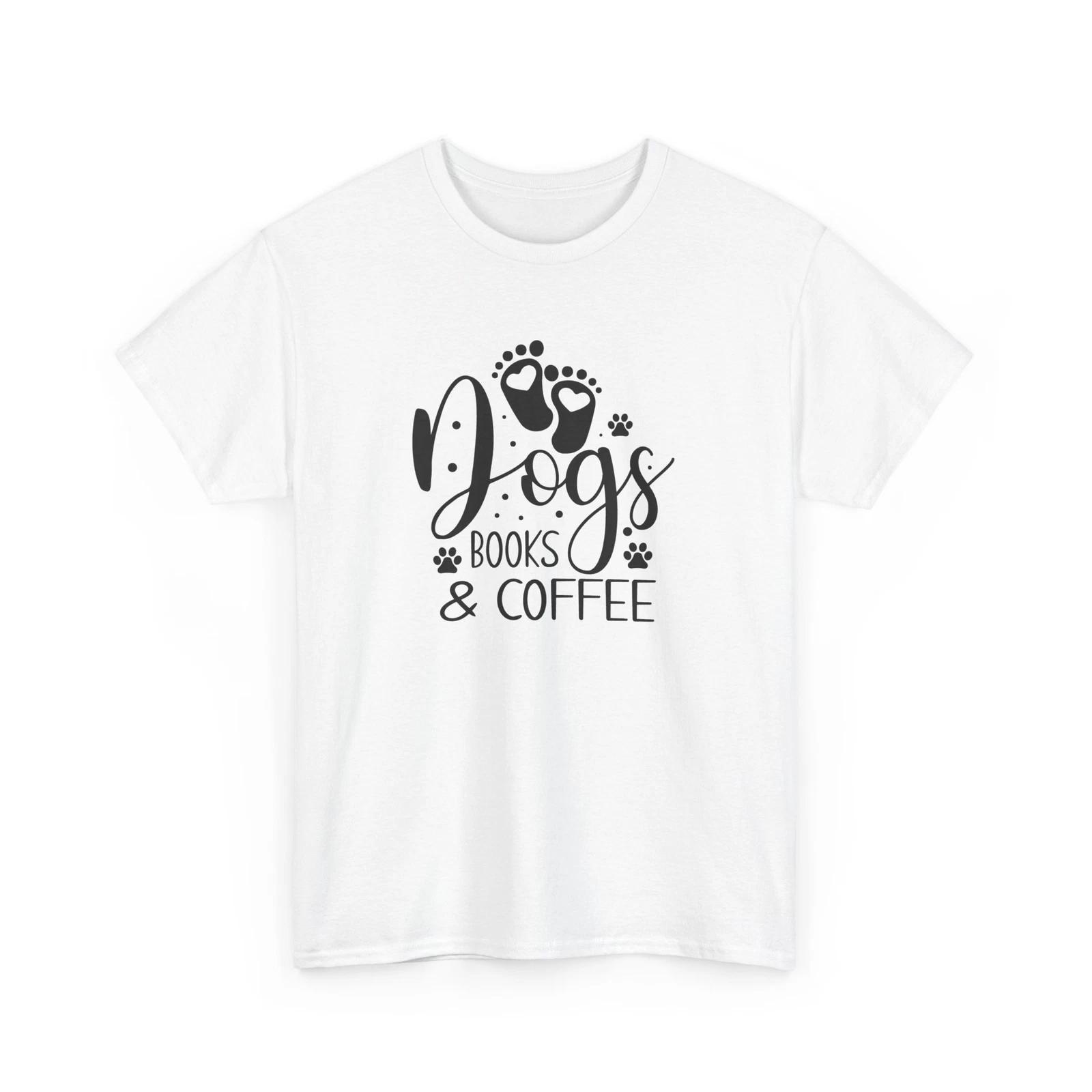 Dogs Books And Coffee T-Shirt – Funny Puppy Lover Paw Print Tee for Owners S