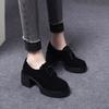 Thick-soled Matte Suede Super Soft Sheepskin Loafer Single Shoes Women's 2025 Spring and Autumn Round Head New Leather Shoes Thick Heel Lace-up