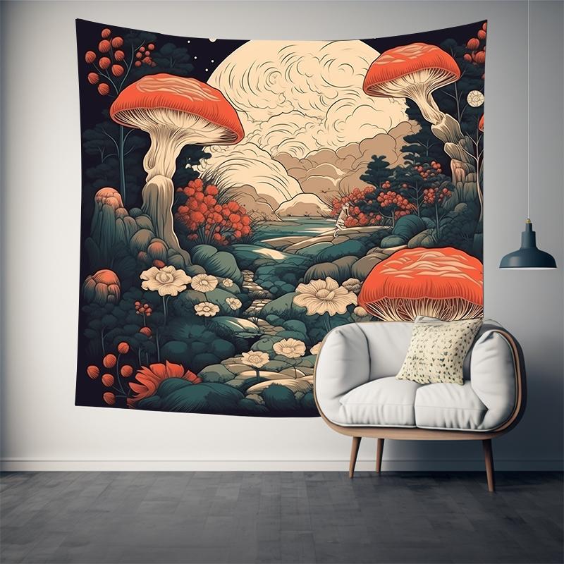 Boho Glow in the Dark Mushroom Tapestry for Living Room Bedroom Tapestry Home Wall Decor