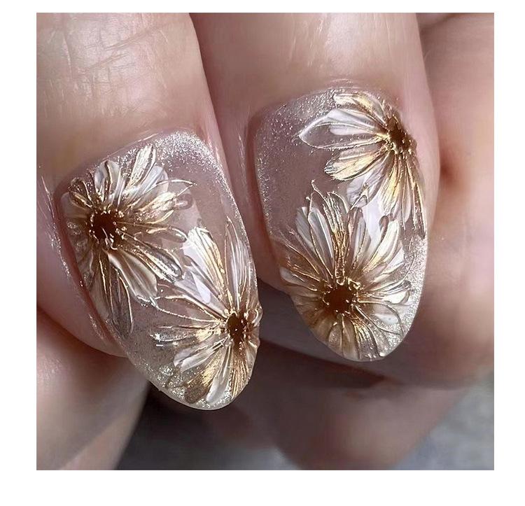 3D Nude Blume Kurze Falsche Nägel