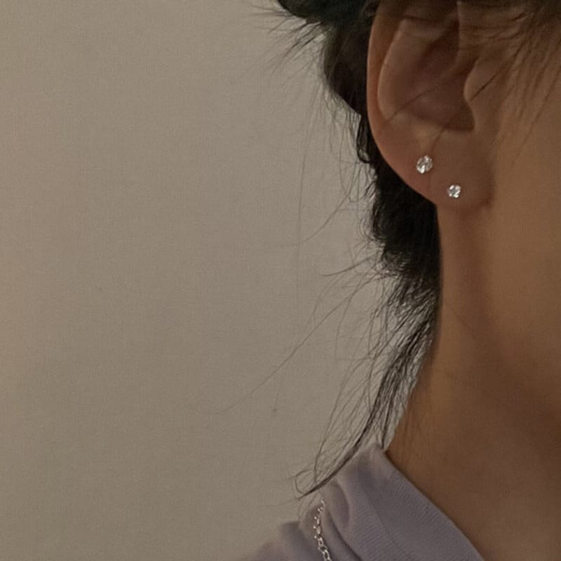 Mxe [925silver] Basic Stone Earring (2size)