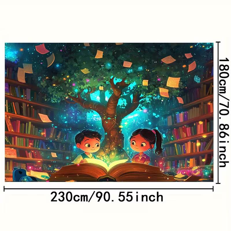 Sfondo Albero Magico di Lettura 2D, Sfondo a Tema Libri Fantasy