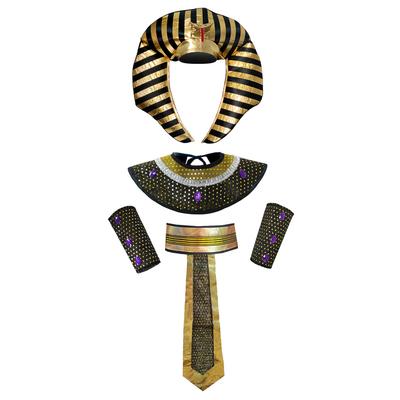 Carnival Men Costume Egyptian Pharaoh King Accessories Dress Up Hats Necklaces Belts Wrist Guards Cosplay Party Set