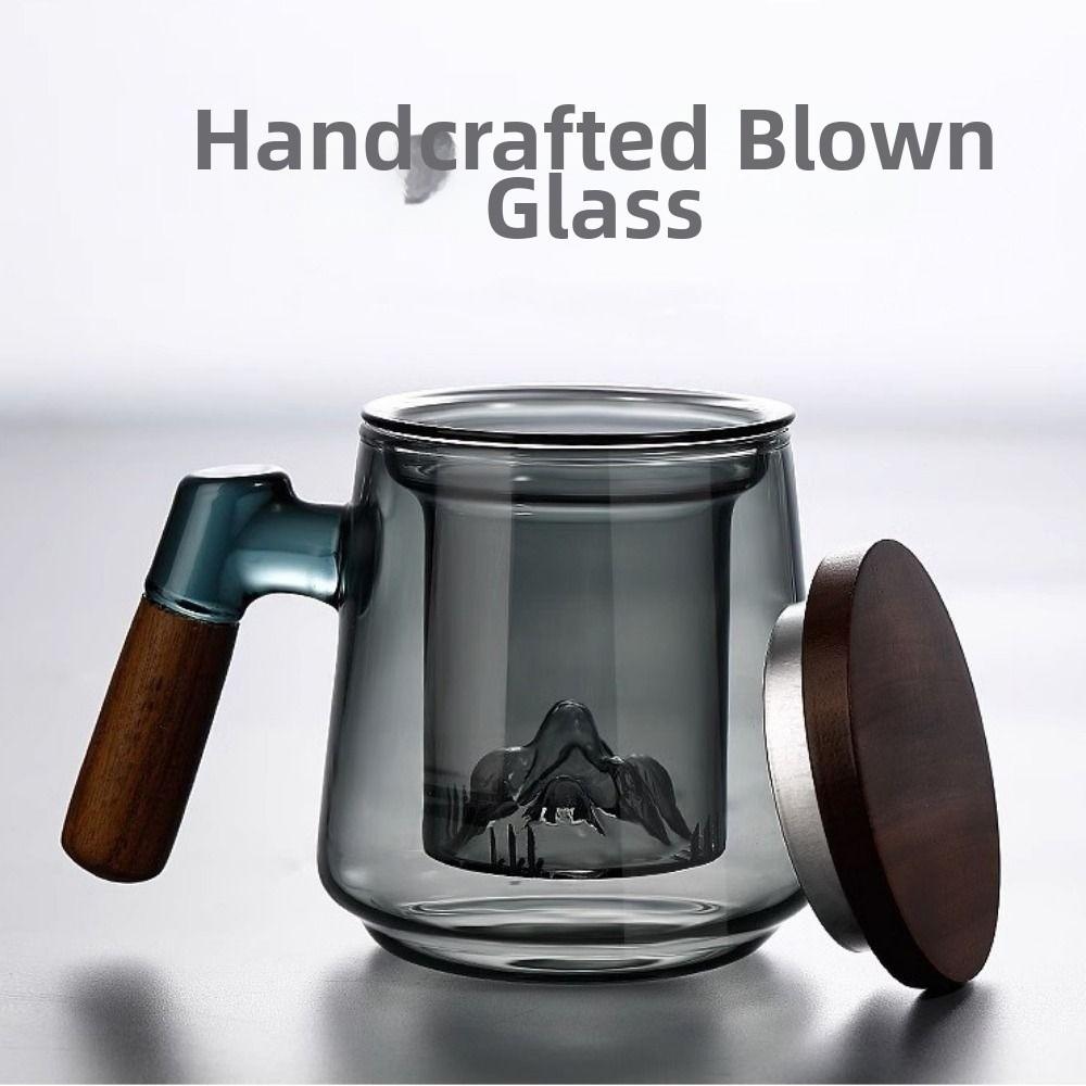 Wood Handle Tea Separation Mug High Borosilicate Glass Clear Teapot Tea Pitcher Afternoon Tea