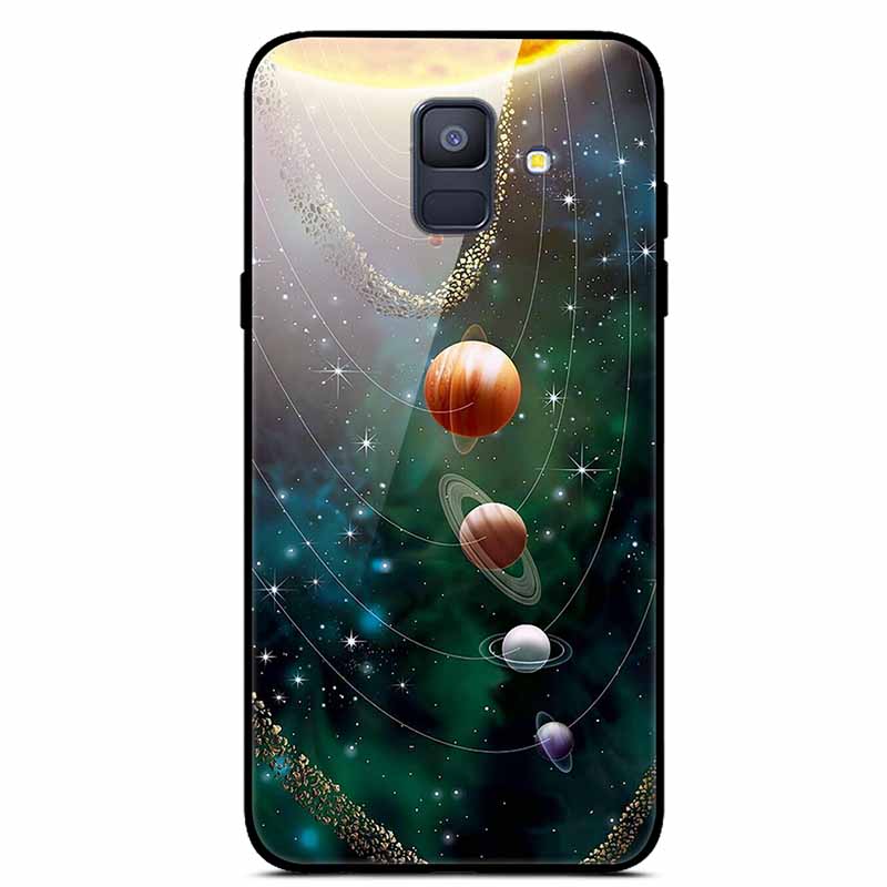 For Samsung Galaxy A8 Plus Cases A6 A7 2018 A8 2018 Tempered Glass Hard Back Cases For Samsung A6 Plus Covers Coque A7 A9 A8Plus