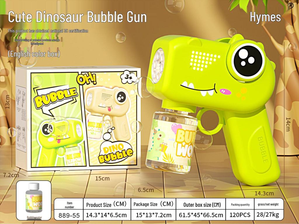Dinosaur Automatic Bubble Machine - Leak-Free Electric Handheld Bubble Gun Toy for Kids