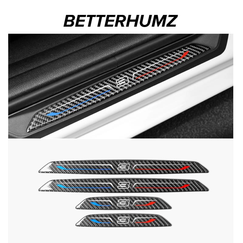 For BMW F30 F35 F34 Series 3 GT Carbon Fiber Car Door Sills Anti-Scuff Stickers Threshold Trim Strips Welcome Pedal Accessories NM5