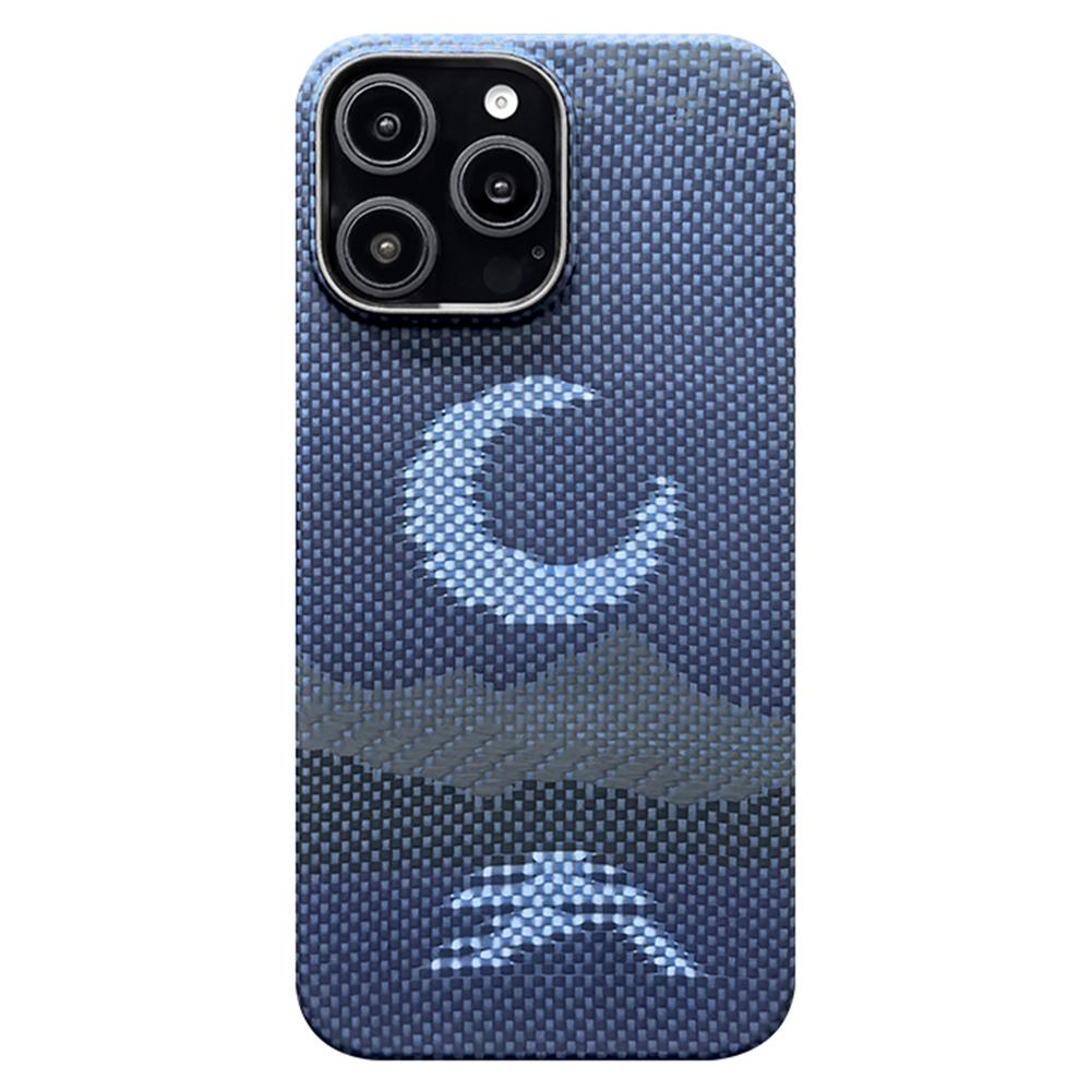 

For iPhone 16 Pro Magnetic Case Precise Cutouts Aramid Fiber Phone Cover with Metal Lens Frame Moon