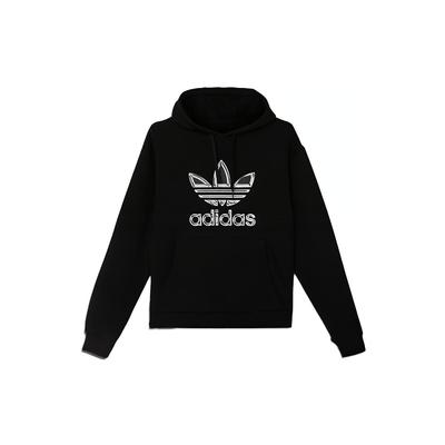 adidas Originals Metallic Logo Drawstring Hoodie Men Tops Black GT4360