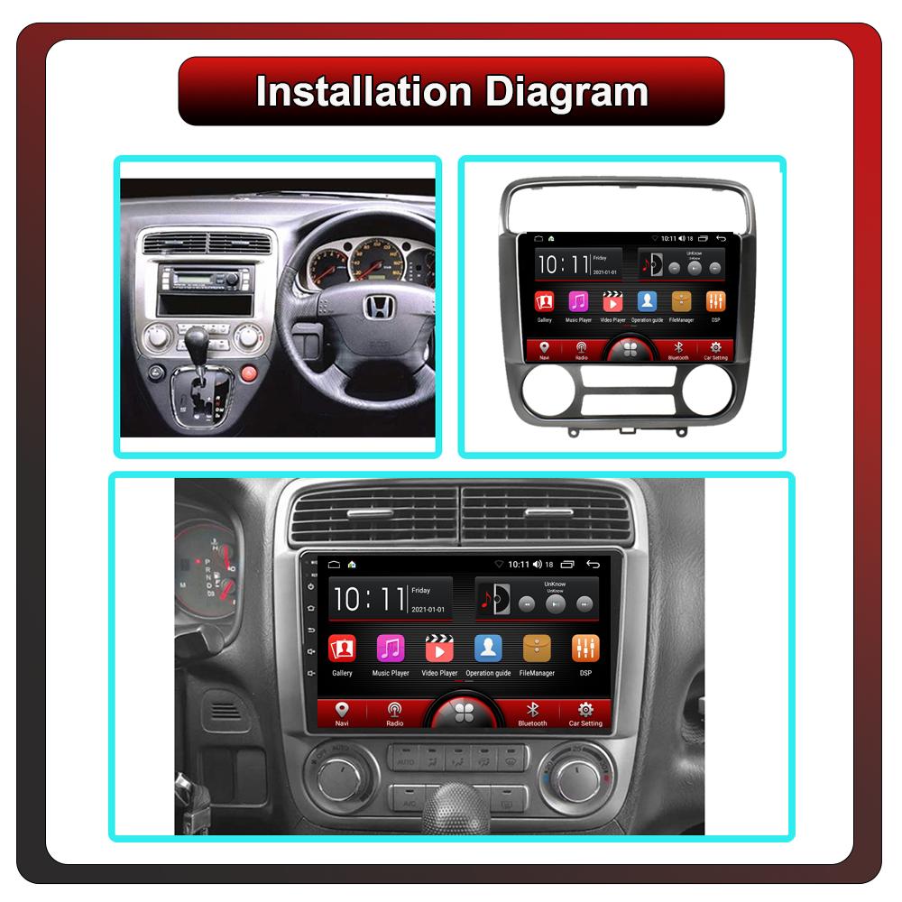 2Din Android Car-Play Car Radio,Honda Stream 2000-2005,Multimedia Player Head Unit Stereo GPS Navigation BT WIFI,1+16GB