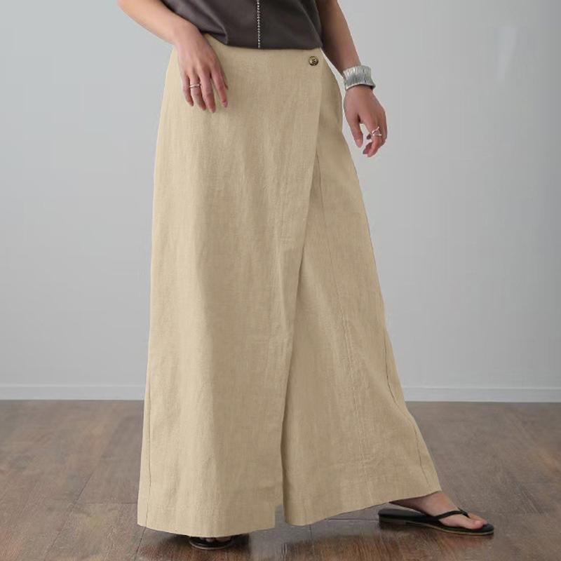 

ZANZEA Женские повседневные свободные широкие брюки с эластичной резинкой на талии 5XL абрикосовый