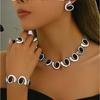 Cold Wind Geometric Oval Earrings Women's Light Luxury Exquisite Niche High-end Four-piece Set
