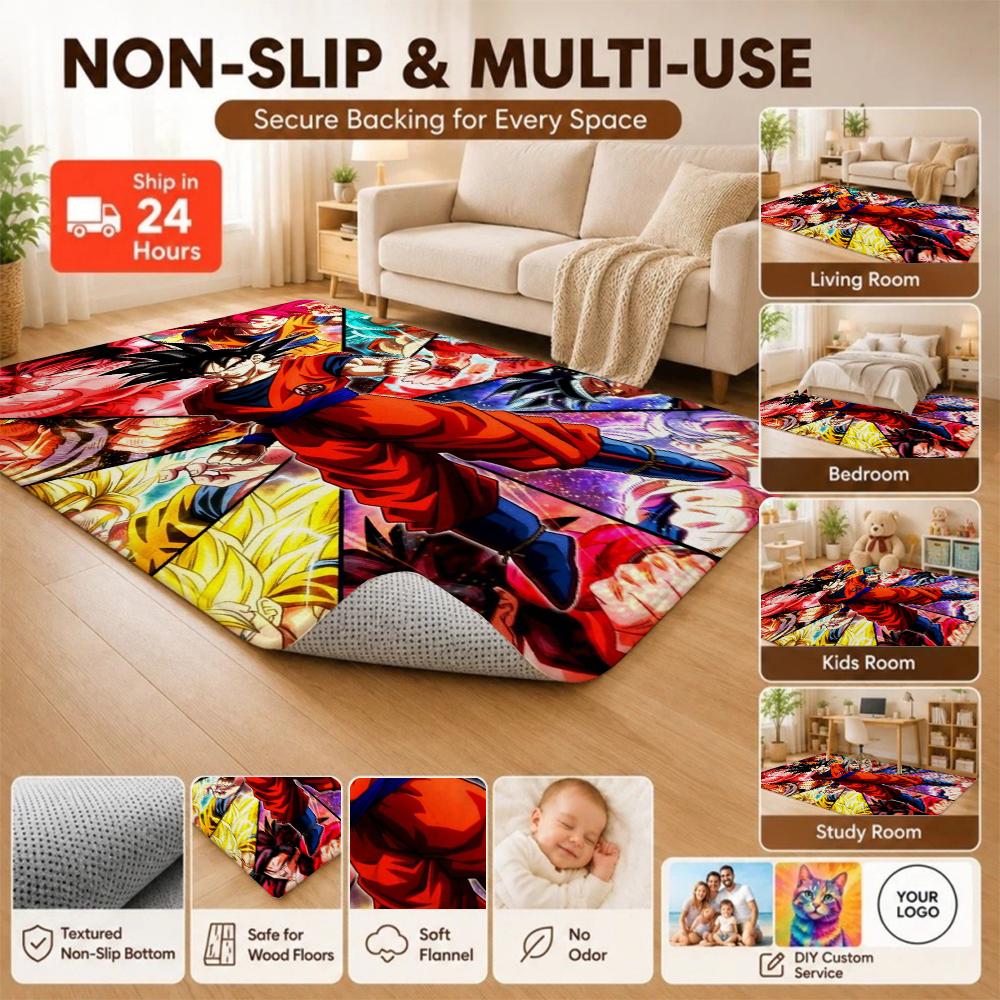 Goku'S Many Forms Printed Rug Nonslip Durable Carpet For Study Reading Area Home Party Decor Birthday Gift