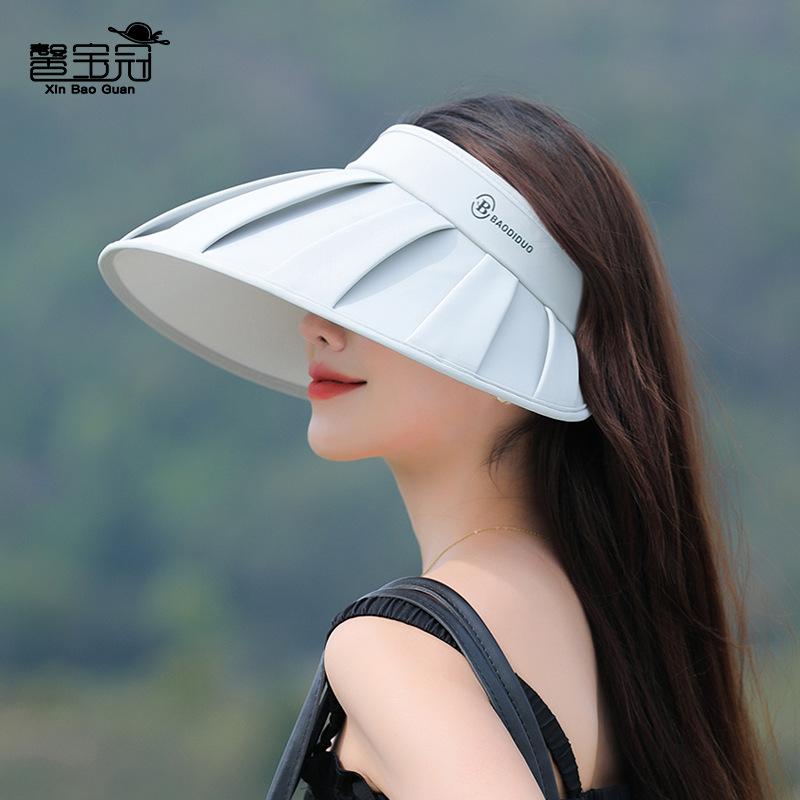 Summer Ice Silk Pleated Large Brim Empty Top Hat Fashionable Versatile Sun Protection Sun Hat Children UV Protection Sun Hat
