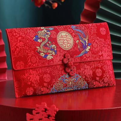 Multiple Patterns Wedding Red Packet Best Wishes Tassel Design Cloth Chinese Money Pocket Embroidery HongBao