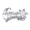 Merry Christmas English Sign - Flower Design Plastic Ornament for Tree Decoration