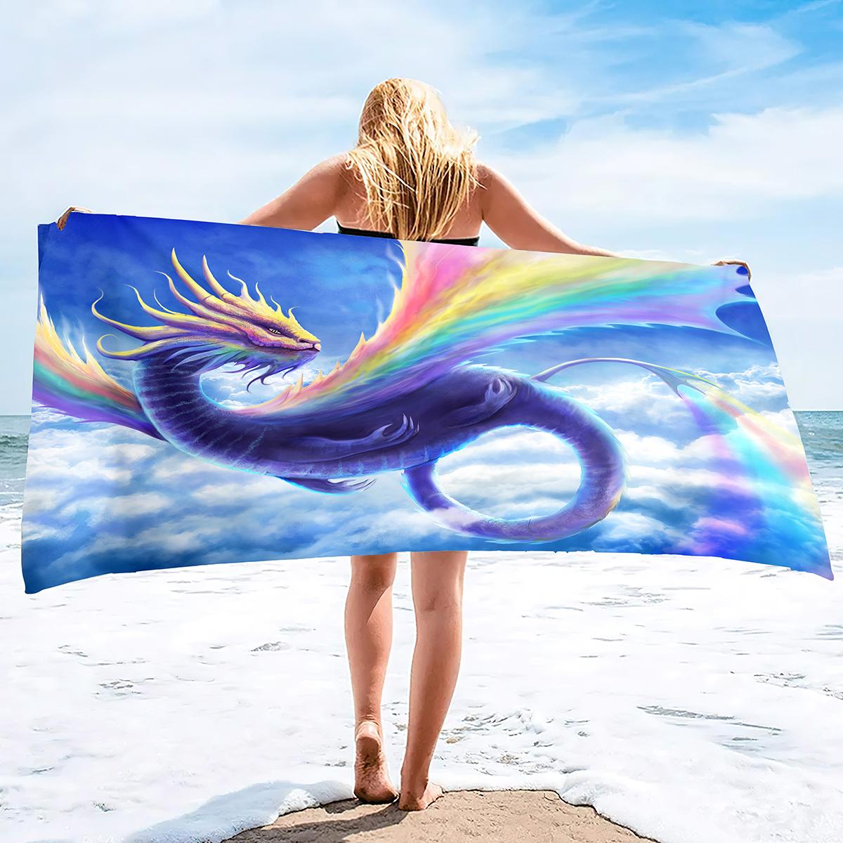 

Dragon Microfiber Beach Towels,Oversized Towel Absorbent Soft Pool Swimming Towels for Adults Teens Large Size W40*H60(CM)