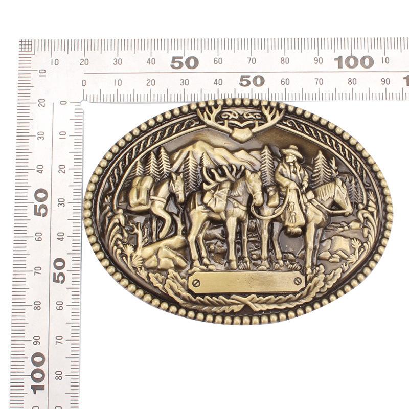 Metal Belt Buckle Western Style Horse Team European and American Style Denim Belt Accessories Big Head