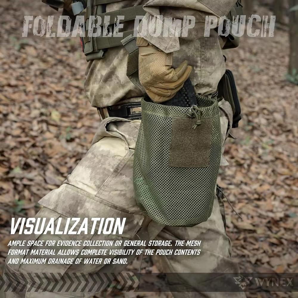 1pc Tactical Foldable Waist Bag Dump Pouch Outdoor Sports Camping Hiking Storage Bag Mini Mesh Bag EDC Utility Hunting Bag