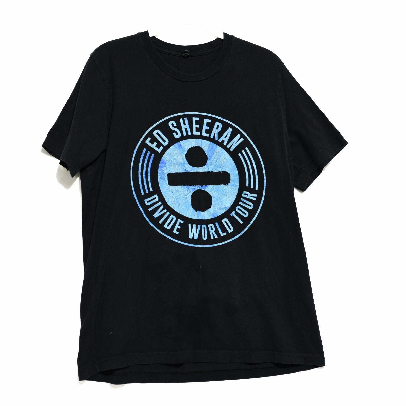 Ed Sheeran Divide World Tour Mens Black T-Shirt Pure Cotton Short Sleeve Size L S