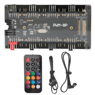 Case Fan Hub PWmARGB 2 In 1 Wireless Remote Controller for Computer Cooling Fan