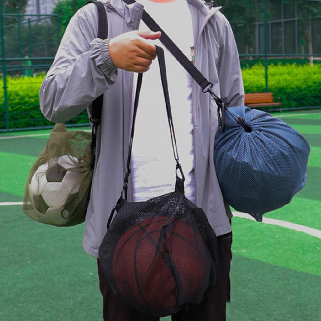 Basketball Bag Crossbody Drawstring Mesh Storage Shoulder Sports Ball Organizer Pouch Carrying with