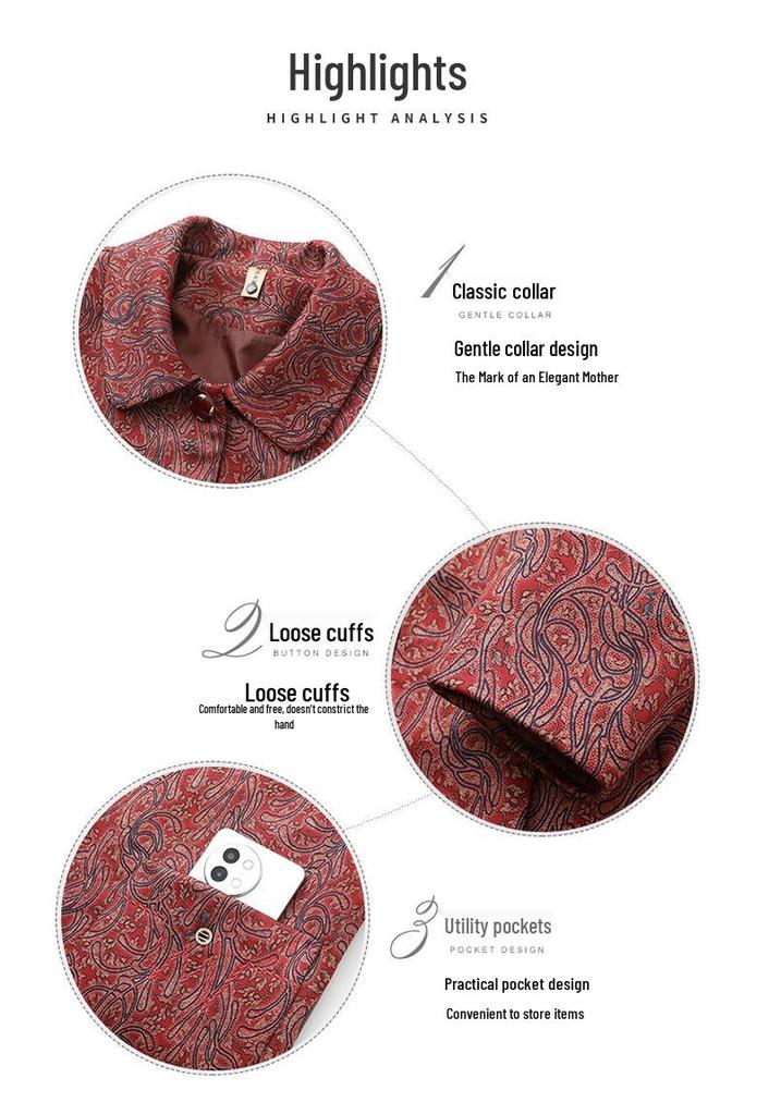 2026 Stylish Spring/Autumn Lapel Jacket for Middle-Aged and Elderly Women