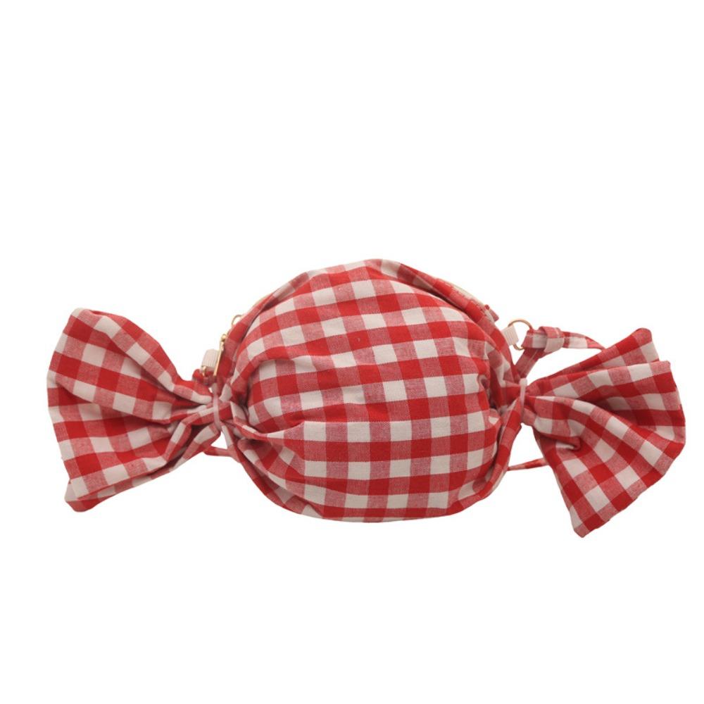 Sweet Candy Bag Cloth Candy Bag Grid Cute Printed Shoulder Bag Lightweight Large Capacity Red Plaid Crossbody Bag Student