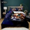 Cartoon Cat Duvet Cover Set Cute Cat Head Room Decor Bedding Set Colorful Pet Twin Double Queen King Size Polyester Qulit Cover