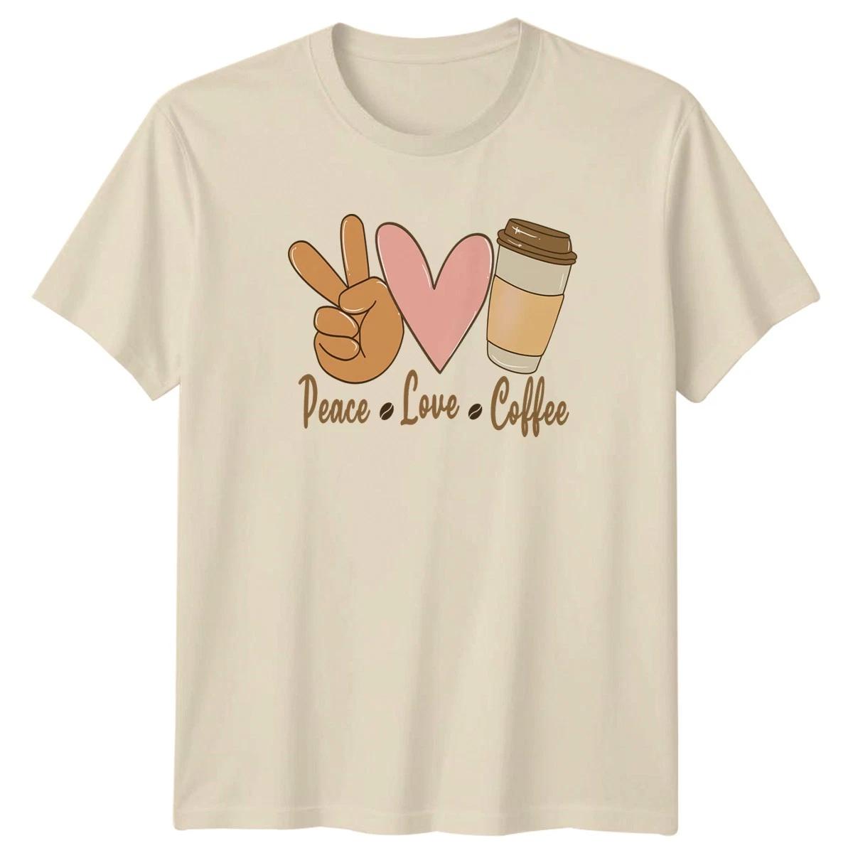 Peace Love Coffee Womens T-Shirt Coffee Gift For Her XS