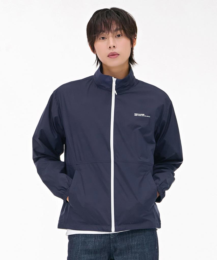 Chasecult Men'S Cut-Out Color Block Windbreaker Jumper - Navy