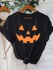 Unisexs Halloween Pumpkin Face Tshirt Black With Orange Lantern Harajuku Sleeve Casual Clothing Street Tops Aesthetic Clothes
